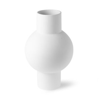Kameninová matná biela štíhla váza v nádhernom modernom dizajne vysoká 26 cm.