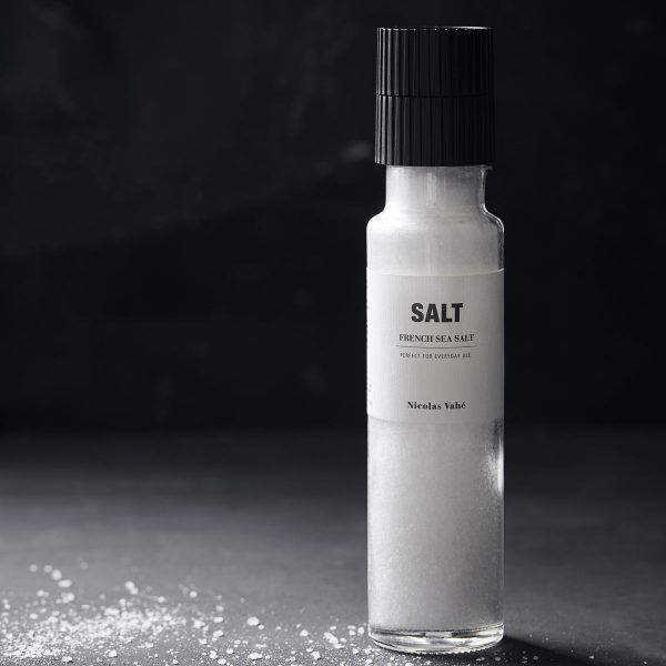 Delikatesa soľ FRENCH SEA od Nicolas Vahé v praktickom a dizjanovom mlynčeku v objeme 335 g.