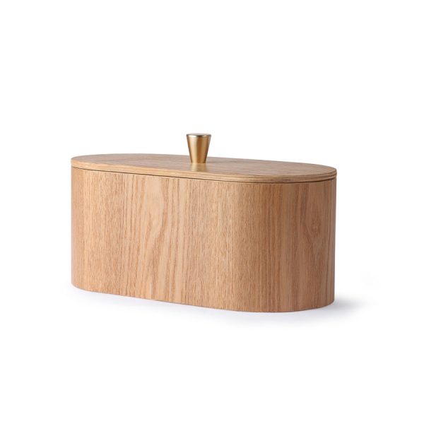 Krásny drevený úložný box ideálny na šperky, čistiace tampóniky a iné potrebné veci v kúpelni