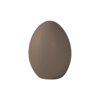 Dekoračné keramické vajíčko so zrezanou spodnou časťou ako podstavou o priemere 6 cm, vysoké 8 cm v hnedej farbe.