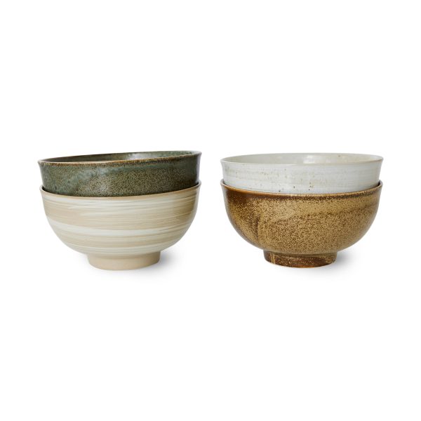 Kameninová miska NOODLE zo série Kyoto Ceramics inšpirovaná japonskými čajovými miskami v krásnych zemitých farbách o priemere 16,8 cm. Sada 4 ks.
